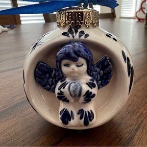 Holland Ball Ornament Blue & White Angel